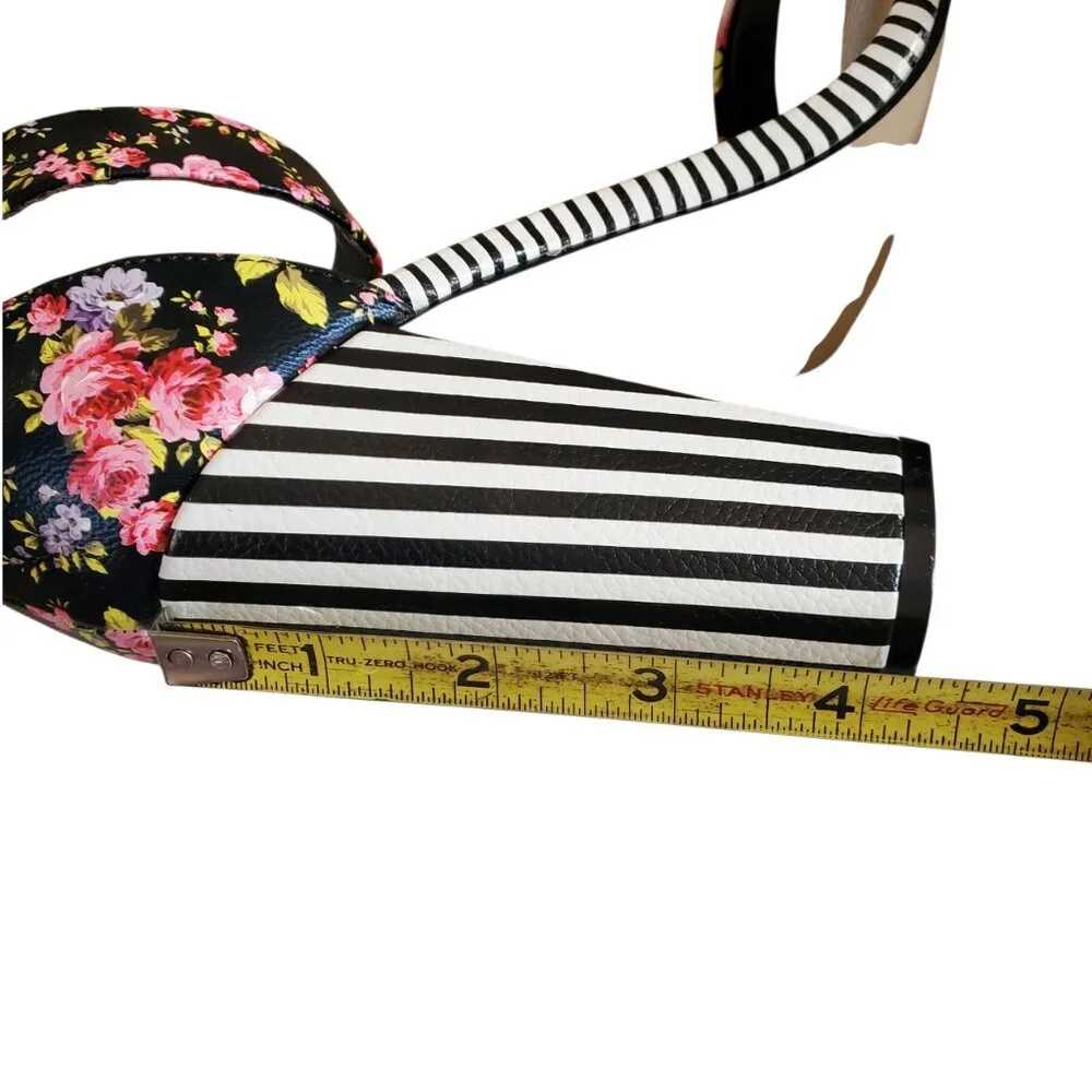 FLORAL AND STRIPES OPEN TOE HEELS SIZE 11